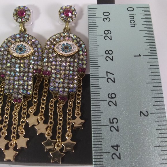 Betsey Johnson hamasa evil eye earrings  very cool boho hippie gypsy - Picture 5 of 9
